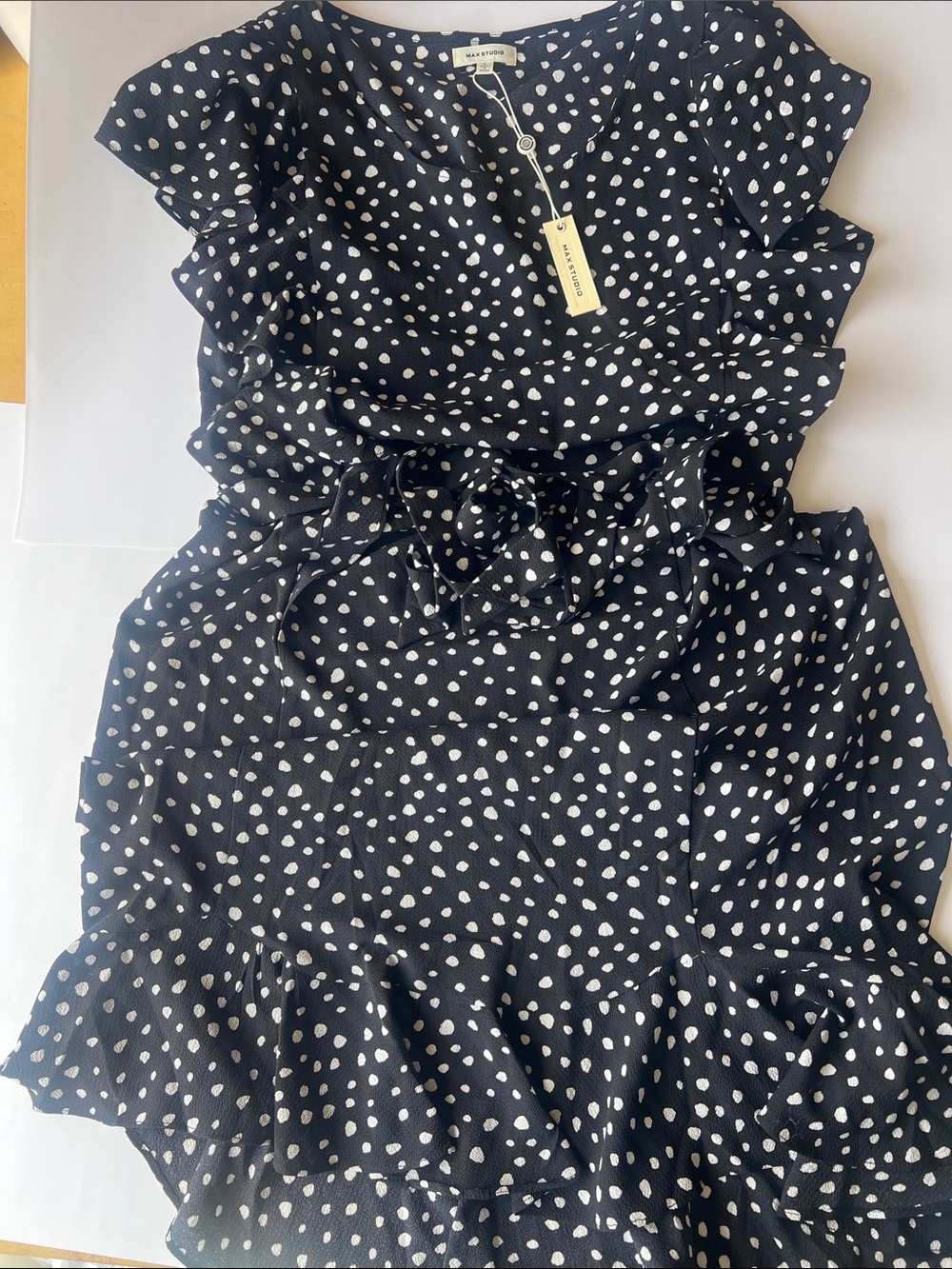 Max Studio Black & White Polka Dot Maxi Dress
